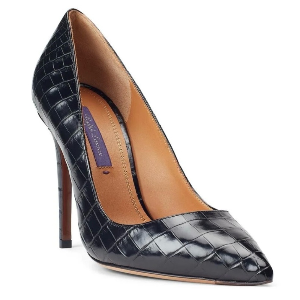 NWB $2900 Ralph Lauren Collection Celia Crocodile Black Pumps Italy Sz 39.5